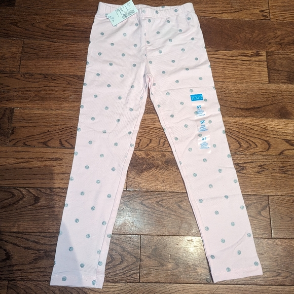 Size 5T Kids Pink with Silver Polka Dot Children's Place Leggings NWT - Picture 3 of 5